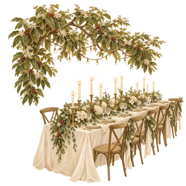 Mesa de banquete con velas